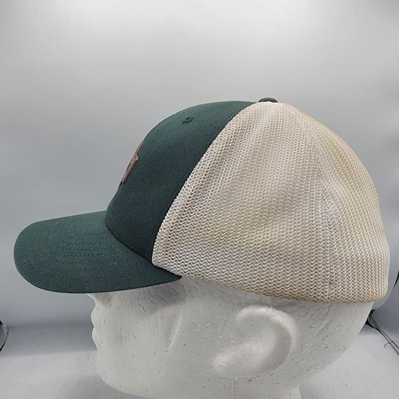 Columbia Green White Hat Cap Adults Large XL Leather Patch Logo Casual Comfort - Picture 2 of 9
